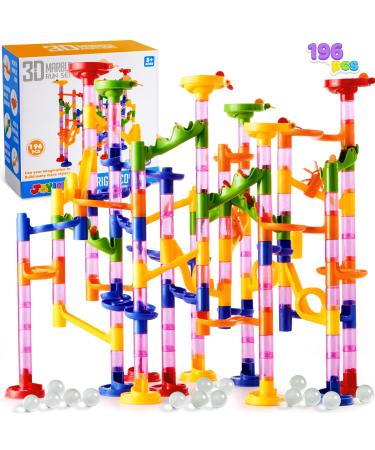 Joyin 196 piece of multi-colored marble railway run set building blocks toys MINT learning toys learning module design toys for children (156 translucent plastic parts + 40 glass marbles) mini set