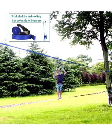 Gentle Booms Sports 250ft Slackline Kit with Tree Protectors, Carry Bag, Arm Trainer - Perfect for Ninja Warrior Backyard Outdoor Fun - Buy Online on SooperMarket.com
