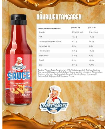 Franky's Bakery 375ml Ketchup - Healthy Delicious Sauces with Fewer Calories | Classic Grill Flavors | International Shipping Available - Buy Online on SooperMarket.com