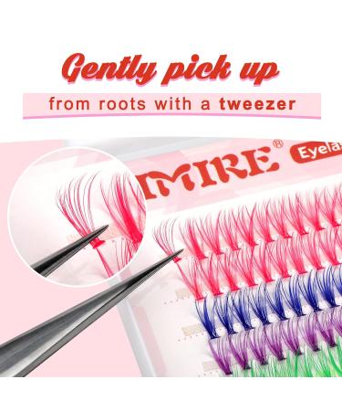 JIMIRE CL03 Colored Lash Clusters Individual Eyelashes - 100Pcs 14mm 3D Effect Pink Lashes for DIY Eyelash Extensions - CC Curl Wispy, Natural Look, Reusable Pack - 4 Colors - Buy Online on SooperMarket.com
