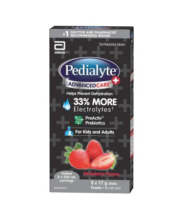 Pedialyte AdvancedCare Plus Electrolyte Powder Sticks Value Pack Electrolytes For Dehydration Electrolyte Powder Packets Strawberry Freeze 6x17g Strawberry Freeze Nutritional Supplement