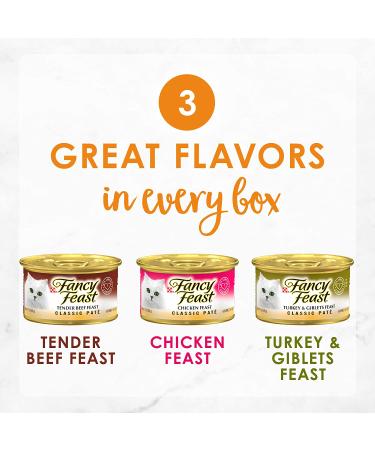 Purina Fancy Feast Classic Collection Variety Pack - 30 Cans, 3 oz each - Pate & Poultry Beef Flavors - Adult Wet Cat Food - Buy Online on SooperMarket.com