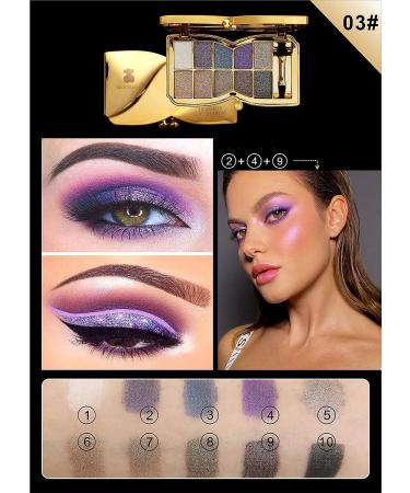 UIFCB Glitter Eyeshadow Palette - 10 Sparkling Colors | Highly Pigmented Long Lasting Makeup Set - Gold (Type 3) - Buy Online on SooperMarket.com