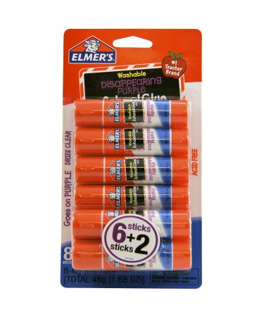 Elmer's Disappearing Purple School Glue Sticks 0.21 oz Each 8 Sticks per Pack (E1591)