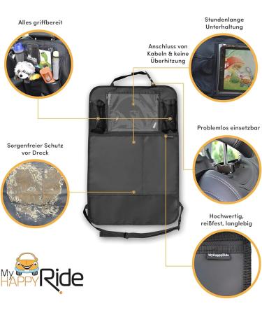Myhappyride Backrage Protection - 2-Piece Car Back Seat Organizer with iPad/Tablet Compartment | Waterproof Kick-Mat Protection for Kids | Universal Fit - Buy Online on SooperMarket.com