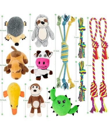 12 Piece Cute Plush Squeak Dog Toys Set | Natural Cotton Puppy Rope & Chicken Tools for Pets | Perfect for Dogs & Puppies - International Shipping - Buy Online on SooperMarket.com