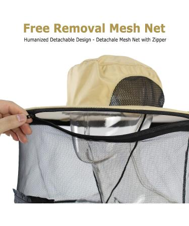 Sun Hat with Hidden Mesh Mask for Mosquito Protection - Cream | 1 Pack - Buy Online on SooperMarket.com