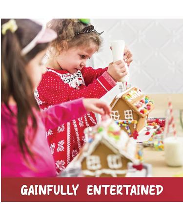Christmas Gingerbread Mini Village Kit - Build Your Own Holiday Town with 4 House Sets, Candies, Fondant, Icing, Decorating Bags, & Stickers - Buy Online on SooperMarket.com