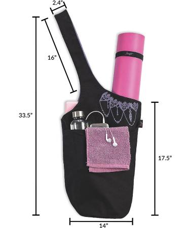 Zenifit Yoga Mat Bag - Long Tote with Pockets | Holds More Yoga Accessories | Cute & Stylish Mat Holder | Bonus Mat Strap Elastics | Practical Carriers for Women | Black & Lavender Purple - Buy Online on SooperMarket.com