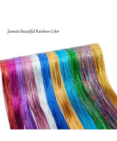 Glitter Hair Tinsel Extensions Kit - 12 Colors, 3200 Strands, 46inches - Fairy Hair Accessories - Buy Online on SooperMarket.com