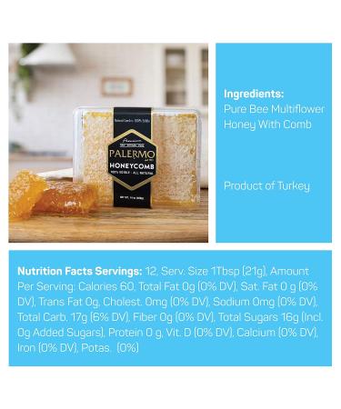 Palermo Honeycomb - 100% Edible, All-Natural Gourmet Raw Honeycomb - 14 oz Pack of 1 - Buy Online on SooperMarket.com
