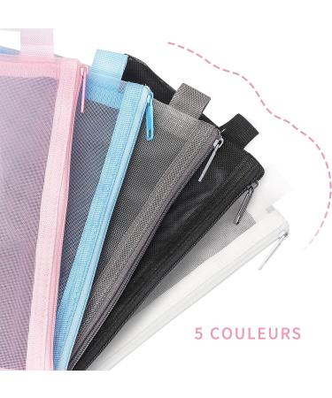 Classycoo Mesh Pen Bag 5 PCS Zipper Mesh Pencil Bags Multifunctional Makeup Bag A-5 Colors - Buy Online on SooperMarket.com