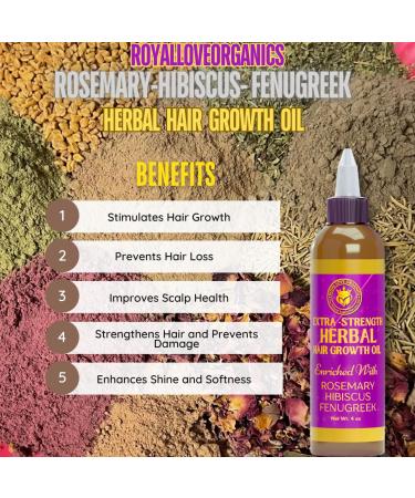 Extra-Strength Herbal Hair Growth Oil - Rosemary Hibiscus & Fenugreek - 4 oz for All Hair Types | International Shipping Available - Buy Online on SooperMarket.com