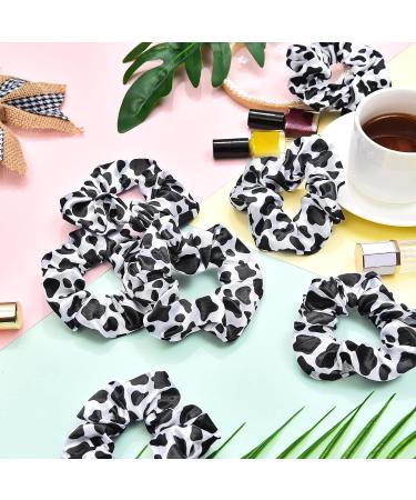 Western Cow Print Scrunchies Set - 20 Pieces | Silk Satin Hair Ties for Player Team | Elastic Hairbands for Sports | Black Scrunchy Ponytail Holder - Buy Online on SooperMarket.com