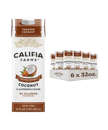Califia Farms - Almond Milk Toasted Coconut 32 Oz (Pack of 6)  Dairy Free  Soy Free Nut Milk  Plant Milk  Gluten Free  Vegan  Non-GMO  No Sugar Added