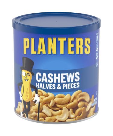 Planters Salted Cashew Halves & Pieces (14 oz Canister) Salted 14 Ounce (Pack of 1)