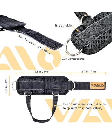 VAIIO Adjustable Neoprene Ankle Straps for Cable Machines - Premium Comfort Fit with Double D-Ring - Improve Abdominal Muscles, Lift Butts, Tone Legs - Black Pair - Buy Online on SooperMarket.com