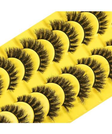 Fluffy Cat Eye False Eyelashes - 10 Pairs Short Mink Lashes for Natural Look | Wispy Volume Lash Pack - Buy Online on SooperMarket.com