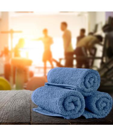 Oakias Blue Cotton Wash Cloths 24 Pack - 12x12 Inches Face Towels | Quick Drying Washcloths - Buy Online on SooperMarket.com
