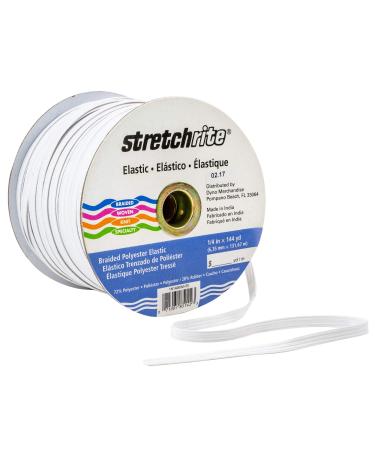 Stretchrite 1/4 Inch Braided Polyester Elastic for Sewing and Crafting  1/4-Inch by 144-Yards  White
