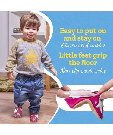Soft Sole Baby Shoes for Girls and Boys | Leather Toddler Walking Shoes | 0-6 Months | Pink Stars - Buy Online on SooperMarket.com