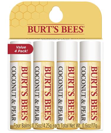 Burt's Bees 100% Natural Moisturizing Lip Balm  Coconut & Pear with Beeswax & Fruit Extracts  4 Tubes