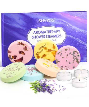 Birthday Gift for Women 6 Pcs Essential Oil Shower Steamers Tablets with 3 Pcs Tea Candle  Bath Bombs Infused with Pure Infused with Pure Essential Oils for Home Spa Gift Ideas Mothers Day Gifts