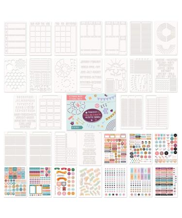 Easy to Use Stencil Set for Dotted Journals - Time Saving Planner Accessories/Supplies Kit Makes Creating Layouts Easy - Incl. Bullet Point Checklists, Daily/Weekly/Monthly Calendars