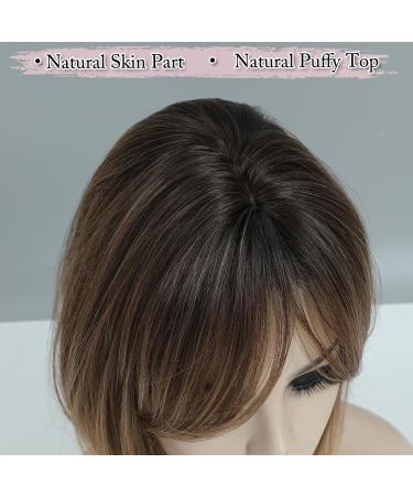 MORICHY Synthetic Hair Topper 12'' - Ombre Brown 3 Color Tone - Big Base Cover - Hair Volume Booster - Buy Online on SooperMarket.com