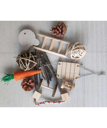 ACLUYSKA 21PCS Hamster Guinea Pig Toys | Small Animal Activity Chew Accessories | Apple Wood Ladder Bell Roller | Teeth Care for Dwarf Hamsters, Rats, Chinchillas, Gerbils, Bunnies - Buy Online on SooperMarket.com