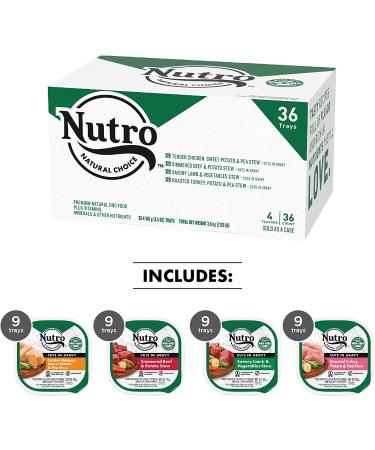 NUTRO Adult High Protein Grain-Free Wet Dog Food Variety Pack - Beef, Lamb, Chicken, Turkey - 36 Pack x 3.5oz - Buy Online on SooperMarket.com