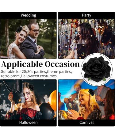 WLLHYF Fabric Rose Hair Flowers Clips Mexican Rose Hair Clip Flower Hairpin Rose Brooch Floral Clips Headpieces for Woman Girl Wedding Party (black) - Buy Online on SooperMarket.com