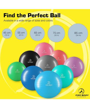 ProBody Pilates Ball - Blue 55cm Exercise Yoga Ball for Fitness, Pregnancy, Balance - Gym Grade Stability Ball Chair for Home & Office w/Pump - Buy Online on SooperMarket.com