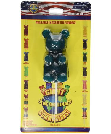 Toy Zany Giant Gummy Bear On A Stick Blue Raspberry Flavor