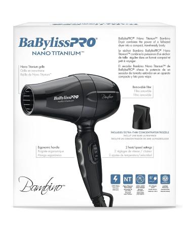BaBylissPRO Nano Titanium Bambino Compact Dryer - Professional Hair Dryer (Pack of 1) - Buy Online on SooperMarket.com