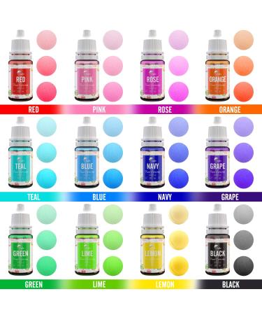 Shop 12 Color Liquid Food Dyes | Perfect for Baking Decorating & DIY | 10ml Each - Enhance Cakes Cookies Fondant & More! - Buy Online on SooperMarket.com