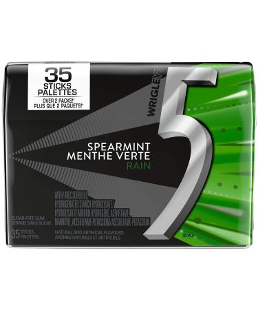 5 GUM Spearmint-Rain Flavoured Sugar Free Chewing Gum 35 Sticks 1 Pack