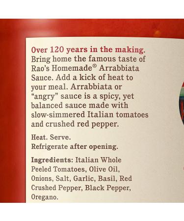 Rao's Homemade Arrabbiata Sauce 24 oz - Spicy Tomato Sauce - Premium Quality, Keto Friendly Pasta Sauce - Buy Online on SooperMarket.com