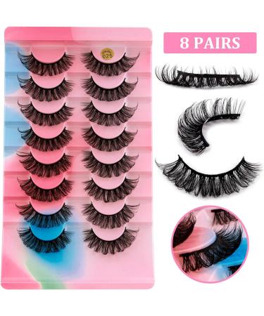 Dramatic D-Curly Mink False Eyelashes - 8 Pairs of Natural Fluffy Fake Lashes (025) - Buy Online on SooperMarket.com