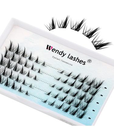 Individual Lashes Mixed Length Cluster Lashes 0.07mm D Curl Eye Contouring Individual Eyelashes Cluster DIY Lash Extensions Soft and Wispy Application At Home Mix HuXi Lashes-ZW28C