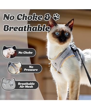 Supet Cat Harness and Leash Set | Escape Proof | Adjustable Soft Mesh Vest | Reflective Strap | Grey (Chest 26-32cm) - Buy Online on SooperMarket.com