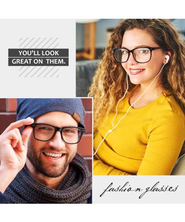 GQUEEN Large Frame Horn Glasses for Women and Men - UV400 Non-Prescription Nerd Glasses - Stylish PE1 1 Blue - International Shipping Available - Buy Online on SooperMarket.com