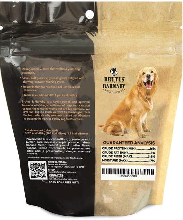 BRUTUS & BARNABY Peanut Butter & Banana Training Treats for Dogs - 8oz Pack - All-Natural Vegan Reward for Puppy Training - Buy Online on SooperMarket.com
