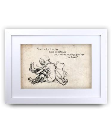 HWC Trading Winnie the Pooh How Lucky A3 Framed Printed Quote Nursery Print Baby Shower Room Gifts New Born Bedroom Gift Print Photo Picture Display