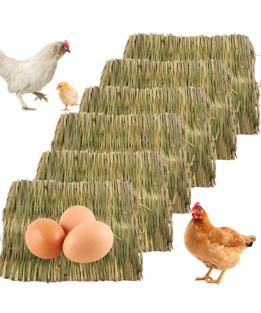 MUYG Chicken Nesting Box Pads,Chickens Coop Grass Pads Handwoven Grass Turf Hen Nest Liners Small Animal Natural Straw Mat Rabbit Bedding Pads(6 PCS)