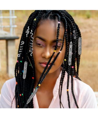 Dreadlocks Jewelry Set - 58 Pieces Pirate Beard Tube Beads, Swirl Filigree Cuff Rings, Hair Decoration - Silver Dread Locs Accessories - Buy Online on SooperMarket.com