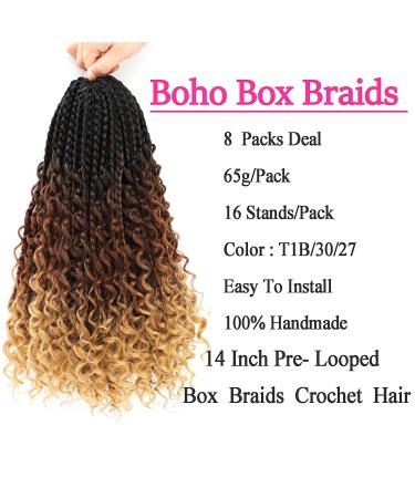 8 Packs 14 Inch Goddess Box Braids - Synthetic Crochet Hair Extensions for Black Women (1B3027) - Buy Online on SooperMarket.com