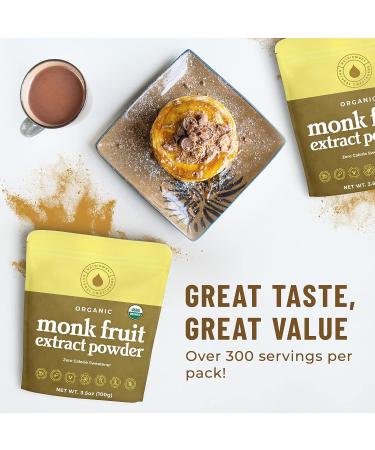 Organic Monk Fruit Extract 3.5 oz - Pure USDA Organic Sweetener with Zero Calories & Carbs - 322 Servings by NatriSweet - Buy Online on SooperMarket.com
