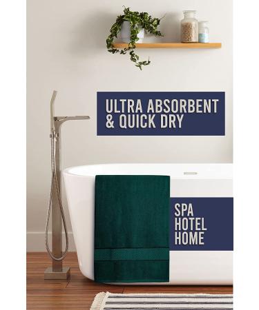 Fluffy 100% Cotton Dark Green Bath Sheets Set of 2 - Eco-Friendly, Super Soft & Highly Absorbent - Oeko-Tex Certified - 34 x 66 Inches - Buy Online on SooperMarket.com