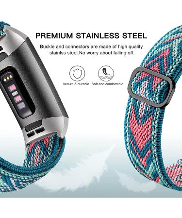 Maledan 3 Pack Elastic Band Compatible with Fitbit Charge 4 and Fitbit Charge 3 Bands for Women Men  Adjustable Stretchy Sport Strap Soft Nylon Wristband for Charge 4/ Charge 3/ 3SE Accessories Black/ Green Arrow/ Boho Flower - Buy Online on SooperMarket.com